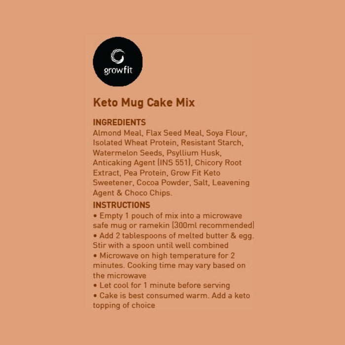 Grow fit Keto Choco Chip Mug Cake Mix l Pack of 5 250g