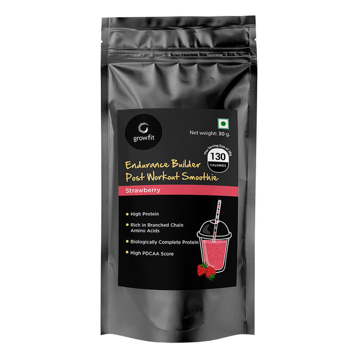 Grow fit Endurance Builder Post Workout Smoothie l Pack of 7 l Flavours- Strawberry 210g