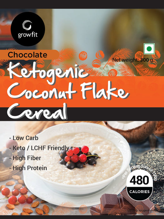 Grow fit Ketogenic Coconut Flake Cereal l Flavours- Chocolate 300g