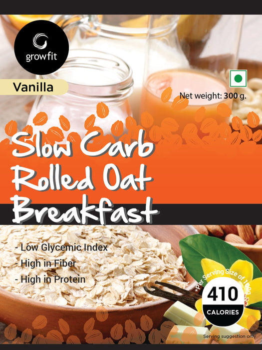 Grow fit Slow Carb Rolled Oat Breakfast l Flavours- Strawberry 300g