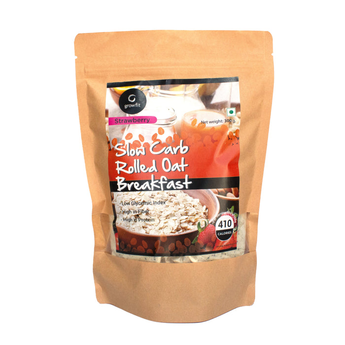 Grow fit Slow Carb Rolled Oat Breakfast l Flavours- Strawberry 300g