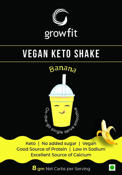 Grow fit Vegan Keto Shake - Pack of 7 (Flavours Banana) 60gm*7 420g