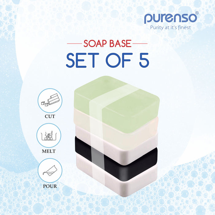 5 Sets of Melt & Pour Soap Base - Crystal, Opaque, Charcoal, Aloevera, Goatmilk (500g x 5 Slabs) - Local Option
