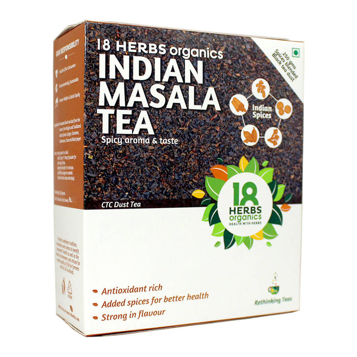 18 Herbs Organics Indian Masala Tea - Improves Digestion, Effective Remedy for Cold, Cough and Flu