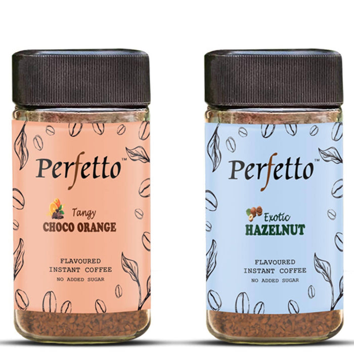 PERFETTO HAZELNUT & CHOCO ORANGE FLAVOURED INSTANT COFFEE 50G JAR - Local Option