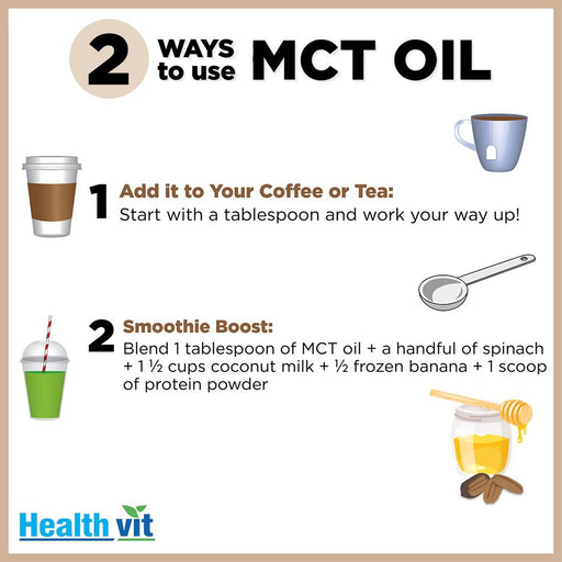 Healthvit MCT Oil From Coconut Oil Unsweetened Keto Diet Sports, Non GMO, Gluten Free - 500ml - Local Option
