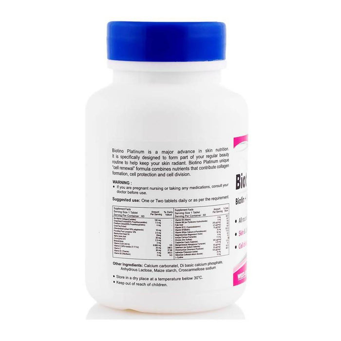 Healthvit Biotino Platinum Biotin Vitamin Mineral Herbs 60 Tablets - Local Option