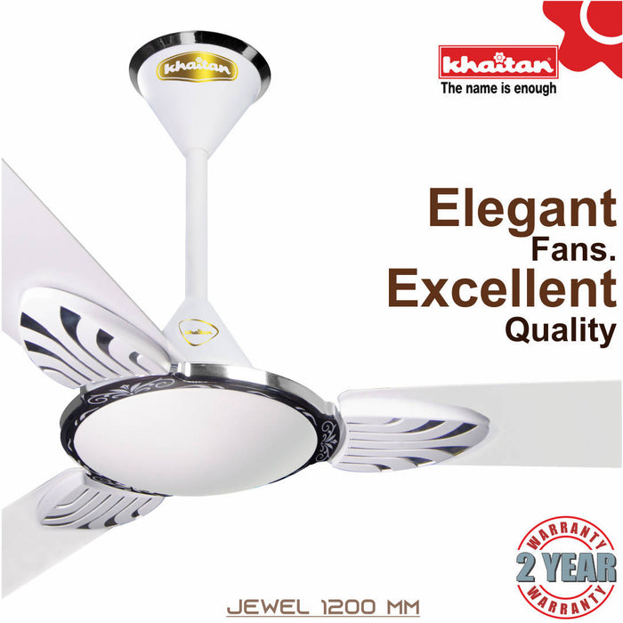 Khaitan JEWEL 1200 mm, 3 Blades Ceiling Fan, 390 RPM ( White )