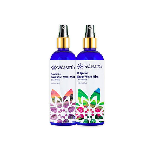 Floral Facial Mist Toner Duo, Vedaearth Lavender Water Mist & Rose Water Mist, 100% Natural & Pure - Local Option