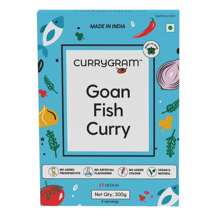 Currygram Goan Fish Curry Gravy, Ready to Cook, 300 gm, All Natural ingredients, No Preservatives, No Artificial Colours or Flavours Added, Medium Spicy, Serves 4