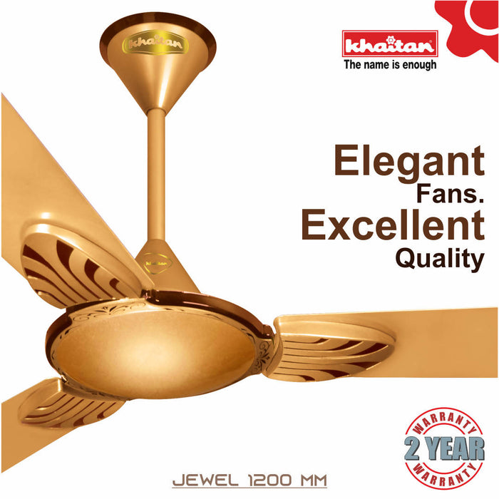 Khaitan JEWEL 1200 mm, 3 Blades Ceiling Fan, 390 RPM (Stain Gold)