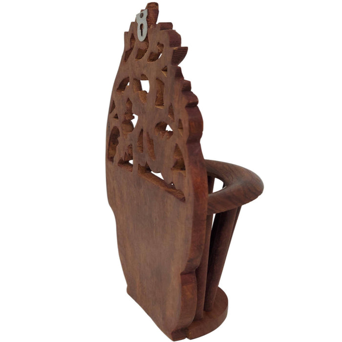 Desi Karigar® Beautiful Wooden Antique Hand Carved Wall Hanging Flower Wooden 10 inch Vase