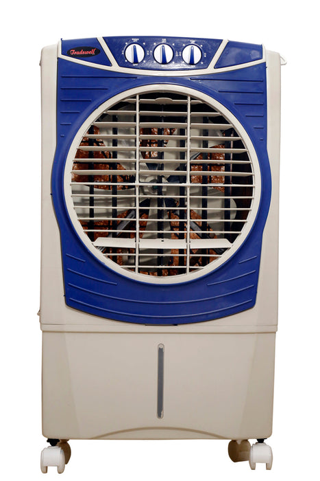 Tradewell Classic 55 Ltrs Personal Air Cooler with Honeycomb Pads, Turbo Fan Technology, Powerful Air Throw and 3-Speed Control, White and Blue