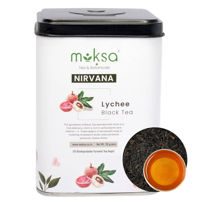 Moksa - Black Teabags Lychee Pack | Antioxidants | Vitamin C | 50g