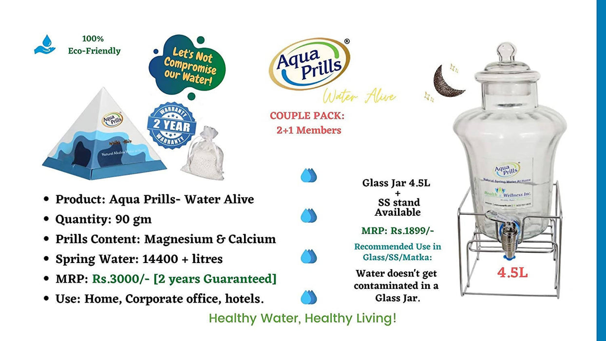 Aqua Prills Water Alive,Maintain ORP and Adding Beneficial Minerals like Mg and Ca, Use in 5-6 liter Container (90 Gram)