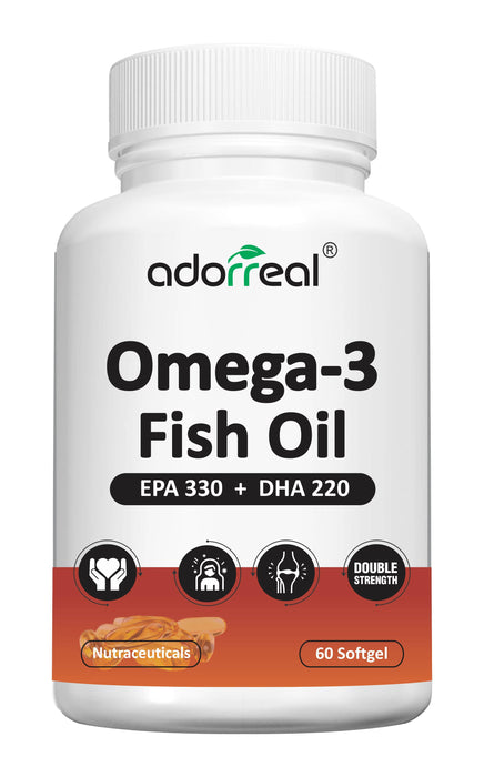 Adorreal Omega 3 Fish oil for brain, heart and eye health (EPA 330 + DHA 220) | 60 Soft gel |