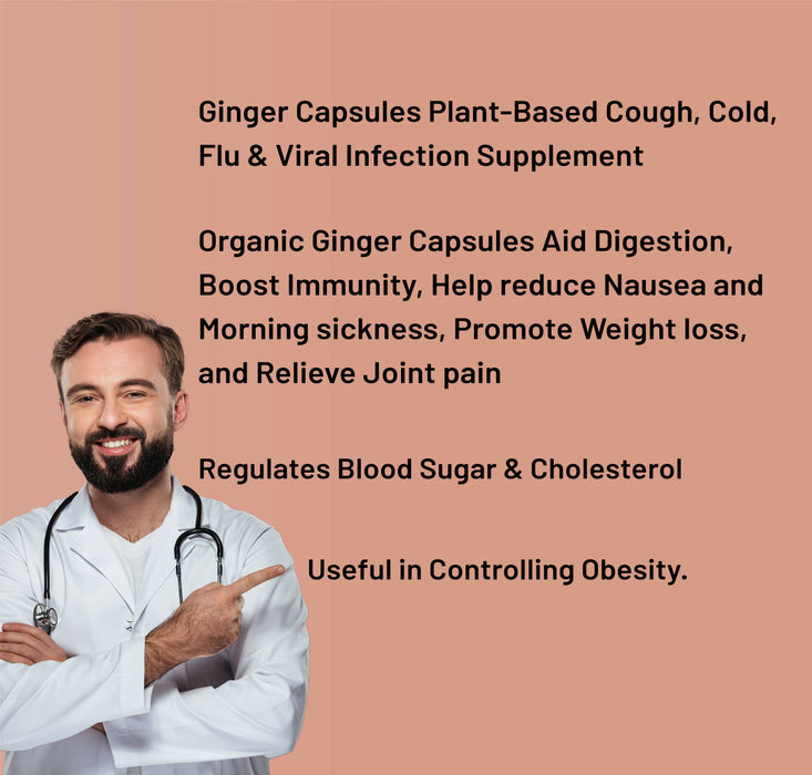 Ginger Capsule | Aid Digestion, Boost Immunity, Help reduce Nausea and Morning sickness, Promote Weight loss | Xovak Pharmtech