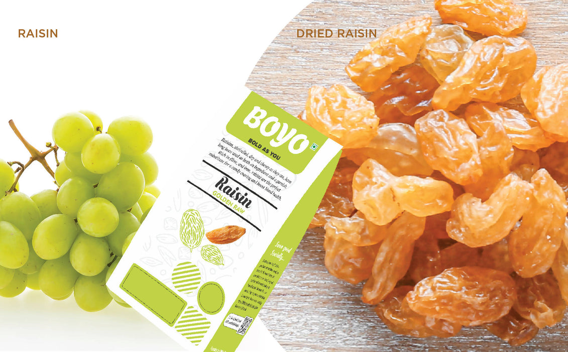 BOYO 100% Natural Raw Raisins 500g, Kismish, Dry grapes, Vegan, Fiber-Rich