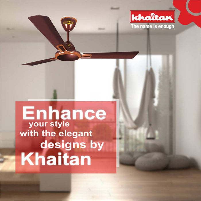 Khaitan MAGMA PREMIER 1200 mm, 3 Blades Ceiling Fan, 380 RPM (Metallic Dark Brown)