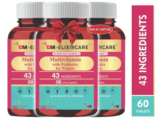 DM ElixirCare Woman+ Multivitamins for Women Supplement - 43 Ingredients - 180 Tablets - Local Option