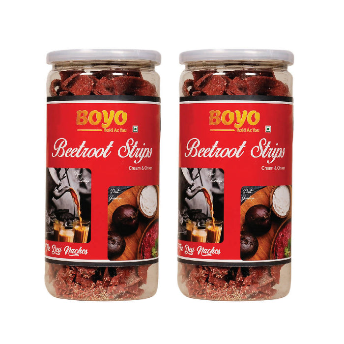 BOYO Beetroot Strips Cream & Onion 150g Combo (Pack of 2) Tea Snacks Spicy Snacks