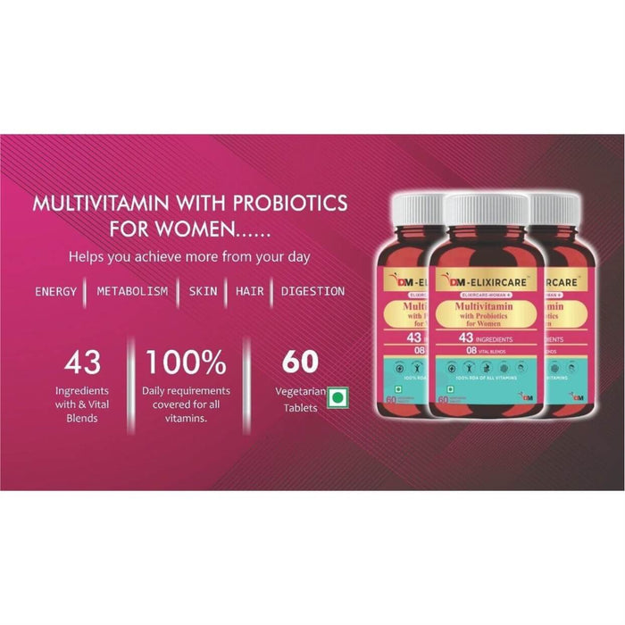DM ElixirCare Woman+ Multivitamins for Women Supplement - 43 Ingredients - 120 Tablets - Local Option