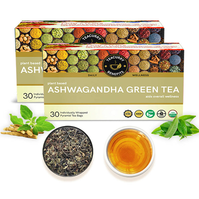 Ashwagandha Green Tea | Helps in Sugar Control, Stress, Cholesterol and Brain health