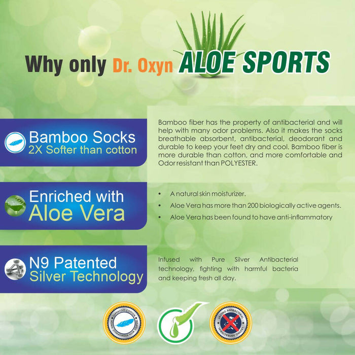 Vringra Dr Oxyn Aloe Sports + Silver Plus Diabetic Care Socks - Diabetic Socks - Pain Relief (Pack of 2)