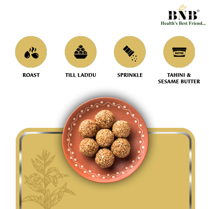 BNB Natural White Sesame Seeds | Safed Til | White Gingelly Seeds | Roast | Sprinkles | Dietary Fibre | Weight Loss | 400 GMS