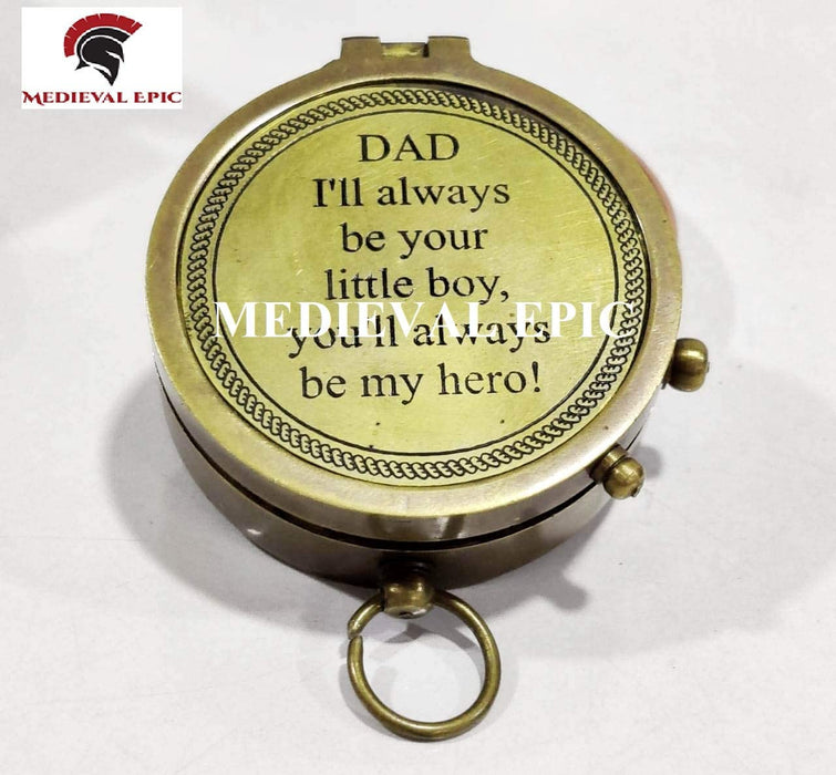 Best Dad/A Beautiful Quote for Father/Gift Brass Compass W/Leather Case