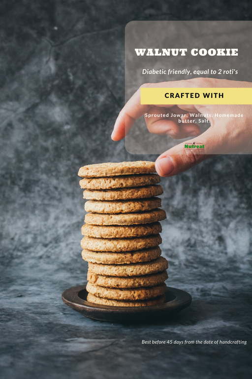 Our crunchy Walnut & Jowar Cookie embodies all the loveliness of  homemade butter making it workable for your snacking or unwanted cravings most healthily.