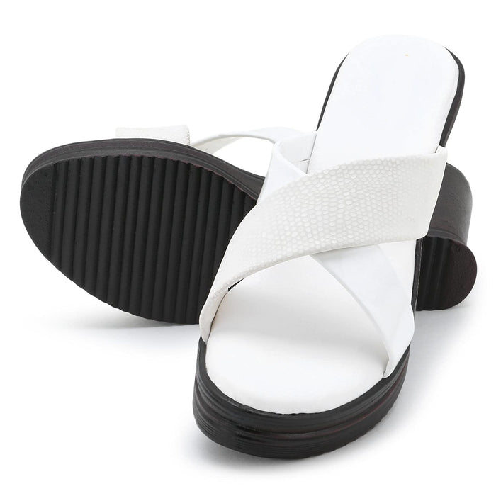 Canvas White Cross Ice Slipper Slip on for Women Ethinic Wear Heel Sandals By Alex Brand