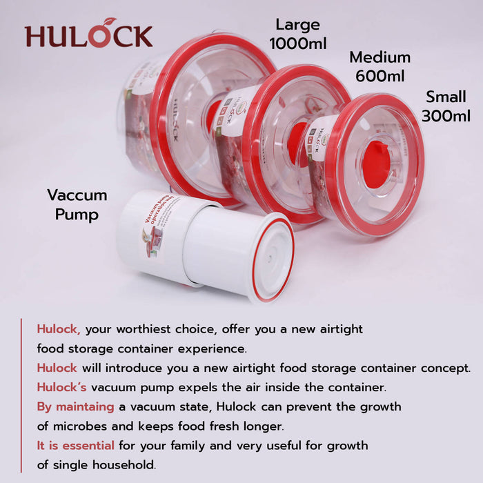 Vacuum Airtight 3pc Container(Round one) Red