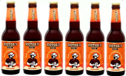 Victors Brew Non-Alcoholic peach flavor Beer Combo (Pack of 6) Glass Bottle (6 x 330 ml)