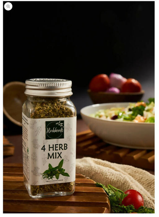 Herbkraft - 4 Herb Mix 22 GM Pack of 1 | Fresh and Natural Herbs and Seasonings | Dry Leaves | Grocery - Masala - Spices | Vegetable Stir Fry - Pizza - Pasta - Bread | No Added Colour and Flavour