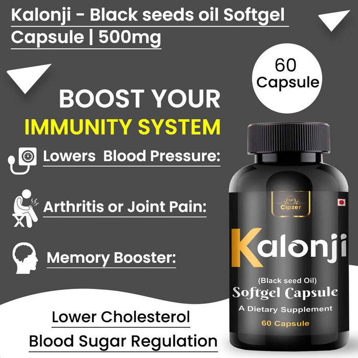 CIPZER Kalonji Oil Capsule | Improve Immune System Strong & Promotes Overall Health 60 Capsule