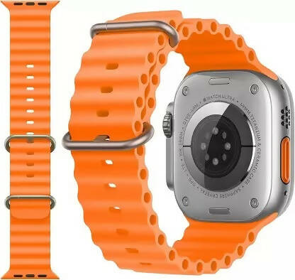 Ultra Series 8 Smart watch For Android & IOS Mobile Smartwatch (Orange, Silver Strap, 49mm)