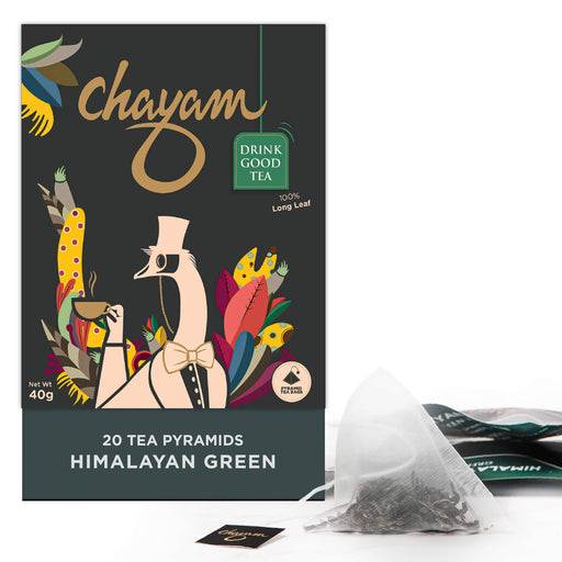 CHAYAM Pure Himalayan Green Tea - Premium 100% Whole Leaf (20 Pyramid Tea Bags) - Local Option