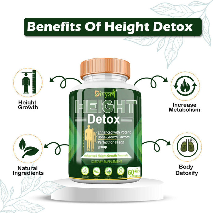Divya Shree Height Detox Capsule for All Age Group | Bone & Height Growth | Height Enhancer Medicine 100 % Ayurvedic Capsule For Increase Height | Height growth herbal 60 capsules