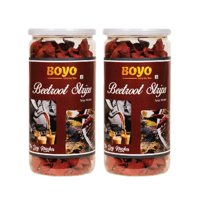 BOYO Beetroot Strips Tangy Masala 150g Combo (Pack of 2) Tea Snacks Spicy Snacks