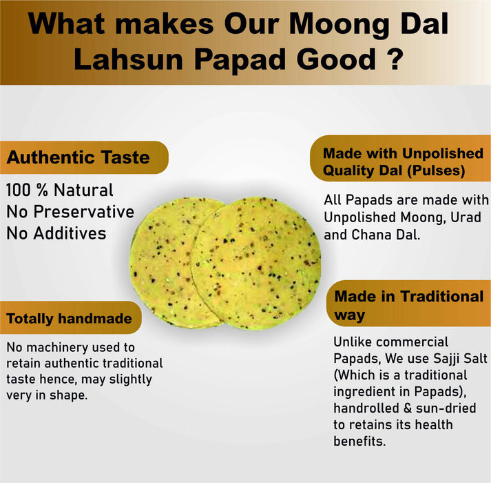 Organicanand Moong Dal Lahsun Papad 200 gm | Homemade, Authentic, No preservative