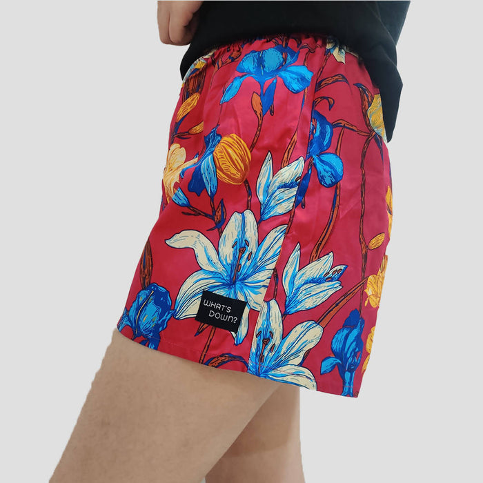 Whats Down Red Floral Womens Boxers - Local Option