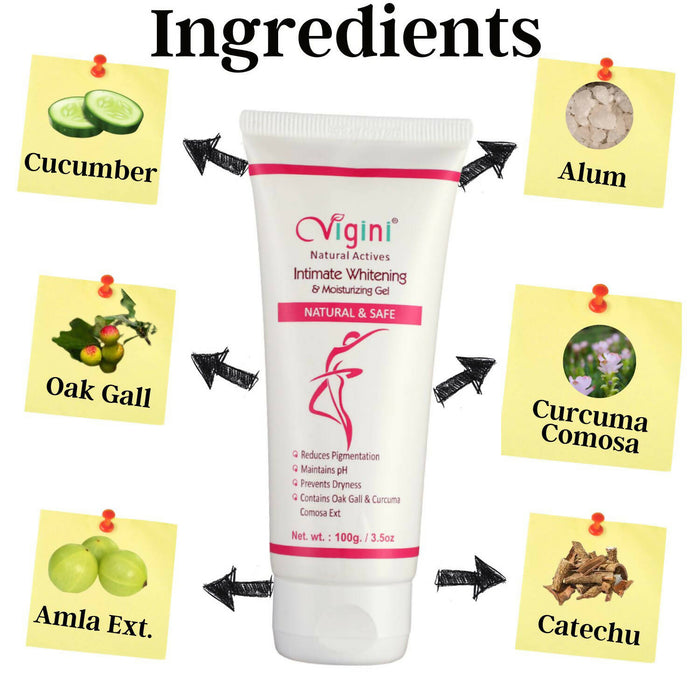 Vigini 100% Natural Actives Vaginal V Lightening Whitening Tightening Moisturizer Intimate Feminine Hygiene Deodorant Gel Wash Able 100G