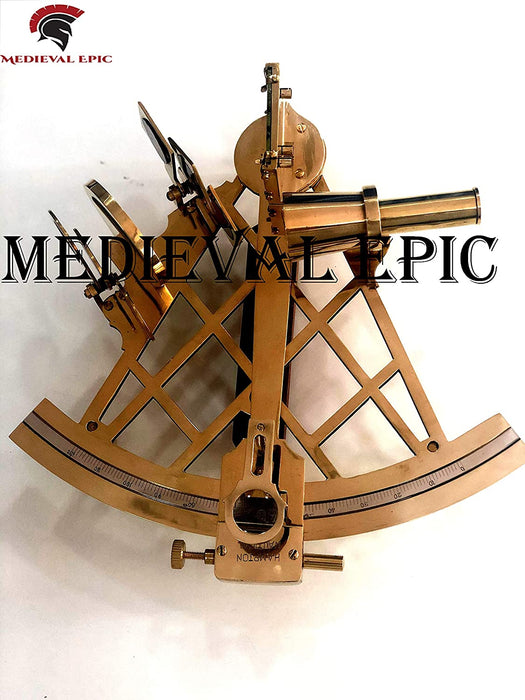8" Brass Nautical Sextant With Wooden Box - Boat and Ship Navigation