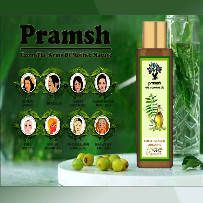 Pramsh Cold Pressed Organic Virgin Neem Oil (100ML+50ml) Pack Of (150ml) - Local Option