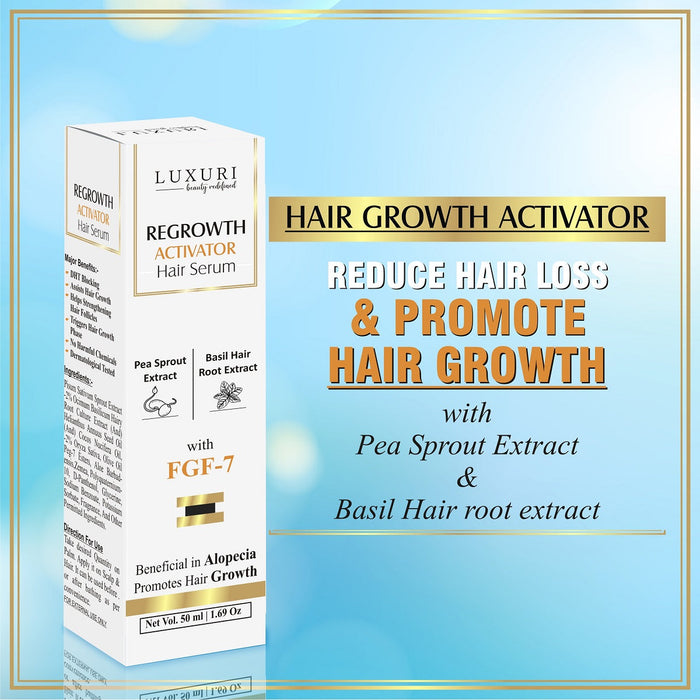 LUXURI Hair Strengthening Serum, Hair Growth Activator With FGF-7- Boosts Hair Growth, Revitalizing, Beneficial in Alopecia - (50ml)