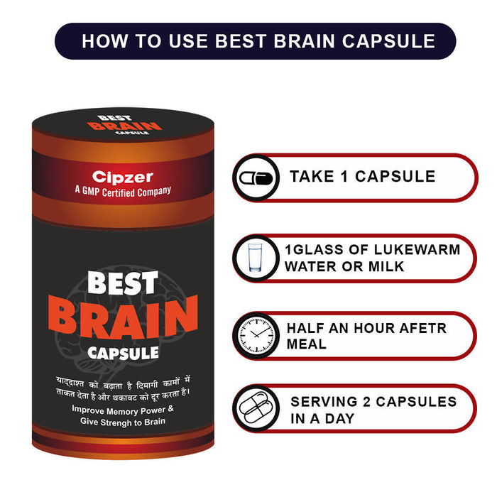 Cipzer Best Brain Capsule Boost memory power Increases brain energy 100% Ayurvedic product 60 Capsule