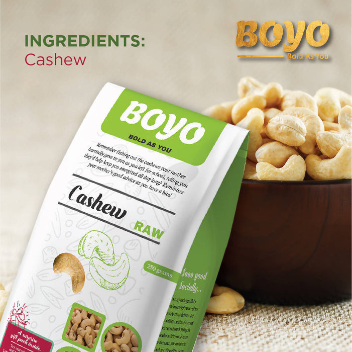 BOYO 100% Natural Whole Cashew Nuts W240, 500g