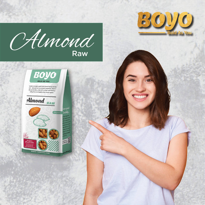 BOYO 100% Natural California Almonds 250 gms - Badam, Vegan & Gluten-Free