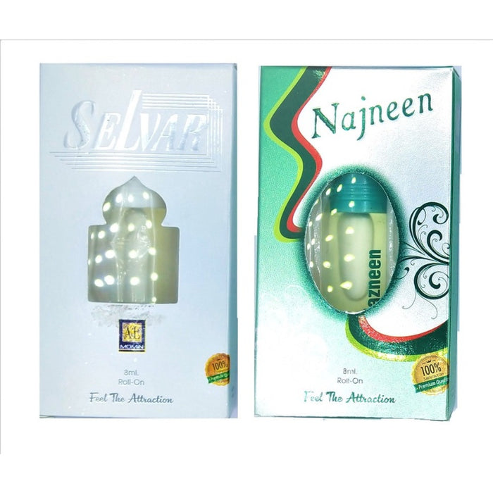 Raviour Lifestyle Najneen Attar and Selvar Floral Roll on Attar Each 8ml Combo Pack Floral Attar (Floral)